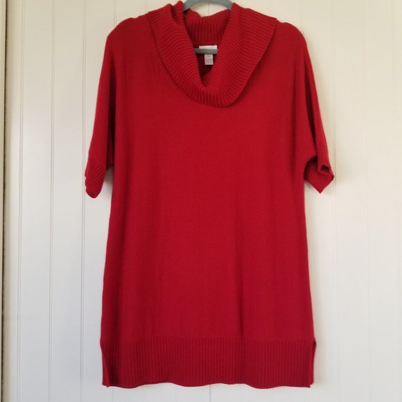 Chico Bright Red Cowl Neck Tunic Sweater - Picture 1 of 4
